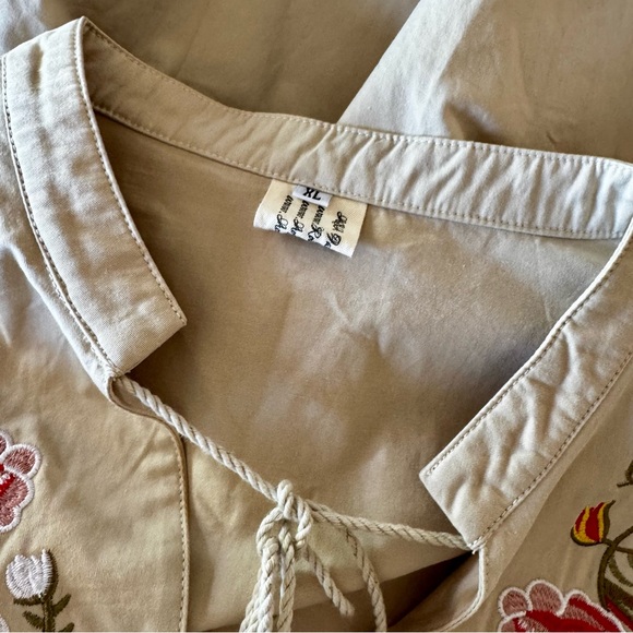 NWOT tan boho mini dress w/ placement embroidery XL - Picture 8 of 10